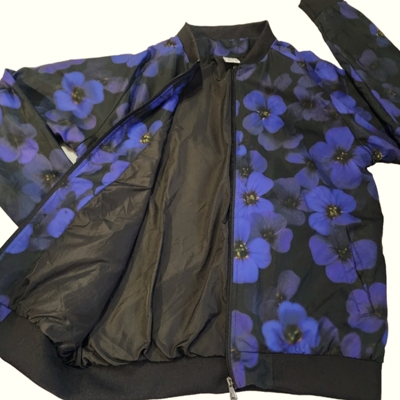 Harlow & Lloyd Midnight Purple Flower Bomber Jacket Mens Large Unisex EUC - Picture 7 of 8